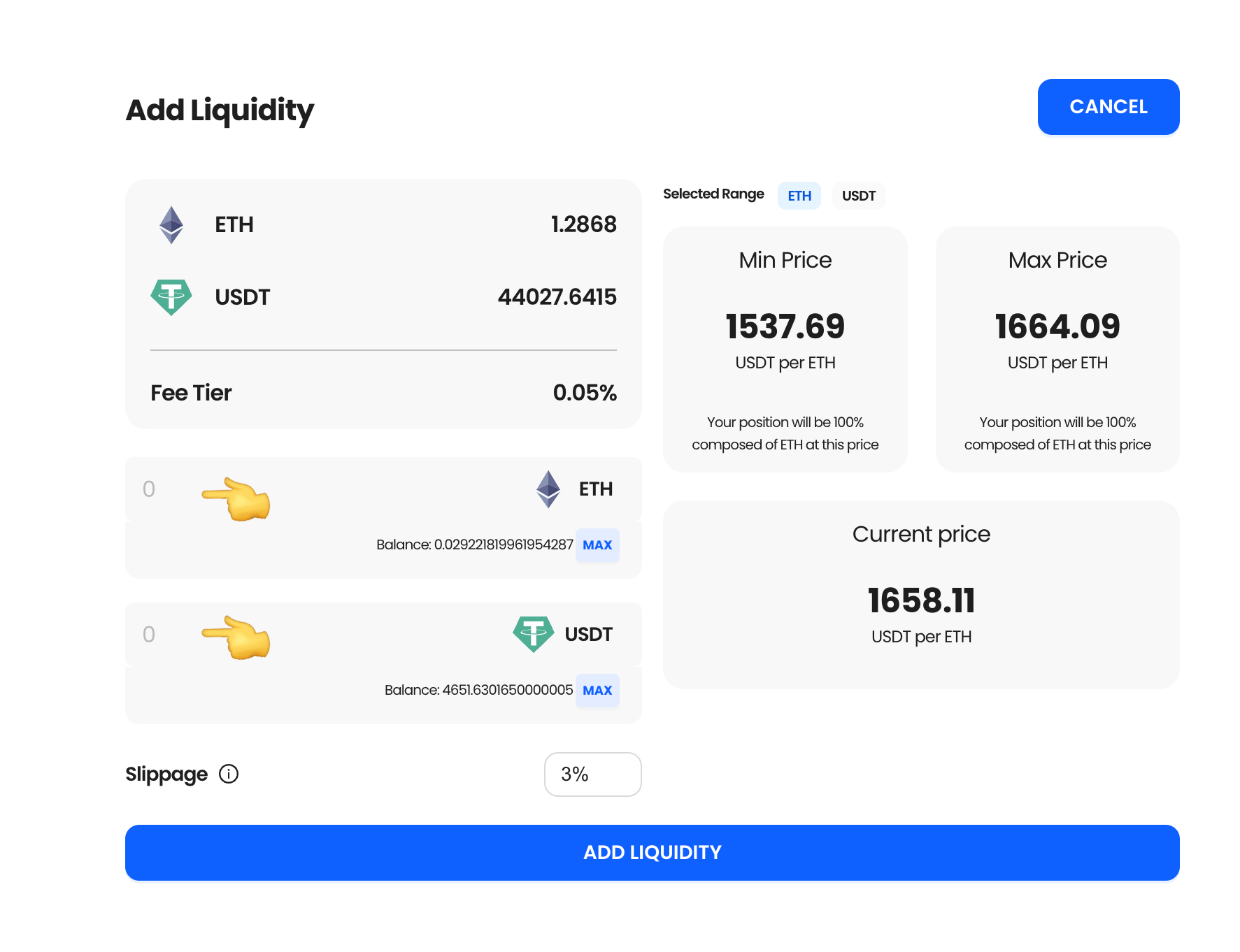 Add Liquidity Popup