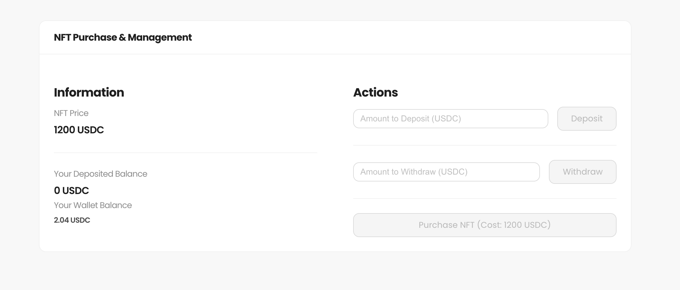 Purchase NFT Interface